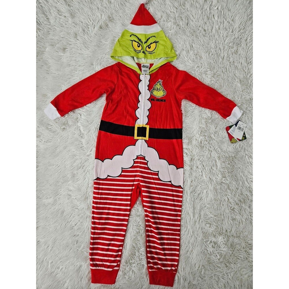 Grinch Hooded Onesie Youth Pajamas Size 4